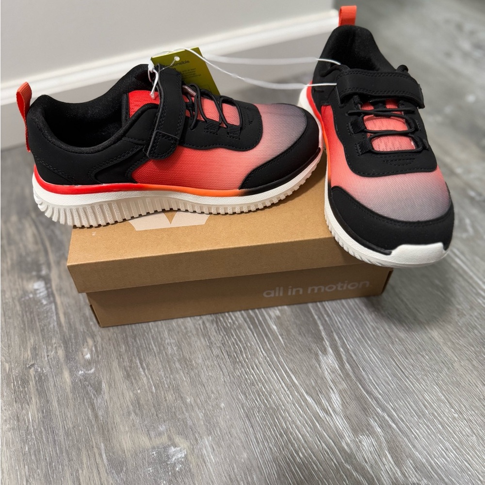 All in Motion Kids Gradient Red and Black Sneakers
